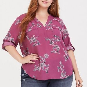 Torrid Berry Paisley Chiffon Top